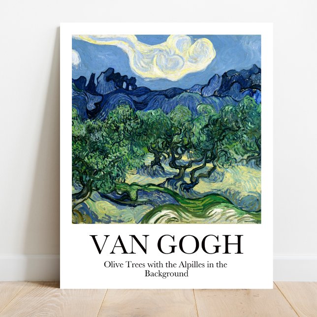 Olive Träd med Alpelare i bakgrunden Poster (Van Gogh's Provence: Olive Trees & Alpilles. Bring sunshine home! Museum-quality poster)