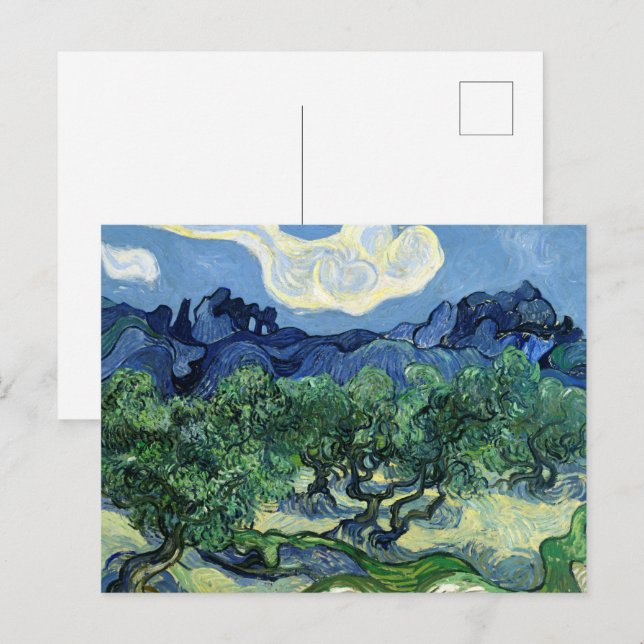 Olive Träd med Alpelare i bakgrunden Vykort (Fram/baksida)