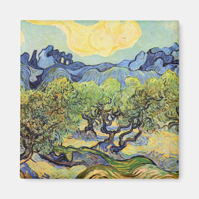 Olive Träd med Alpeles av Vincent van Gogh Magnet (Framsidan)
