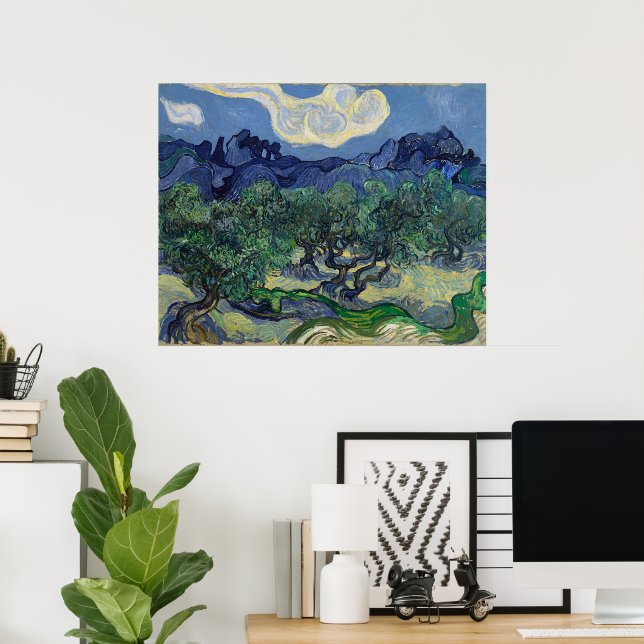 Olive Träd med Alpeles av Vincent van Gogh Poster (Hemmakontoret)