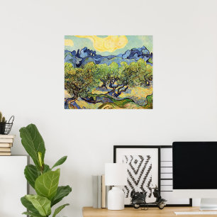Olive Träd med Alpeles av Vincent van Gogh Poster