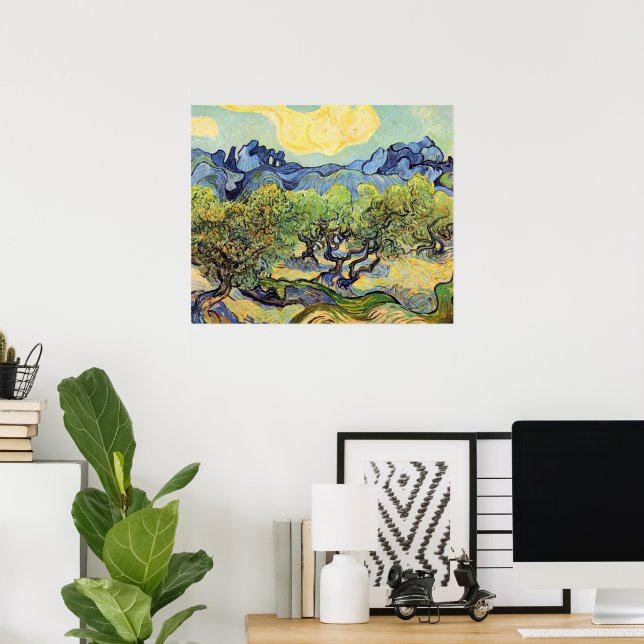 Olive Träd med Alpeles av Vincent van Gogh Poster (Hemmakontoret)