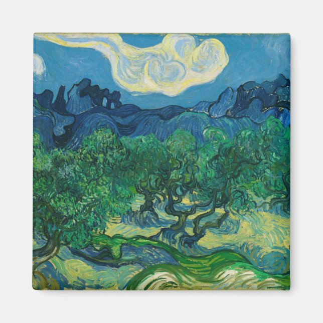 Olive-Träd med Alppes Vincent van Gogh Magnet (Framsidan)