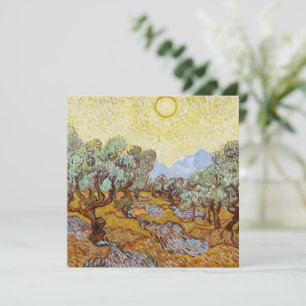 Olive Träd med gult himlar och sol
