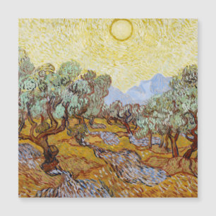 Olive Träd med gult himlar och sol