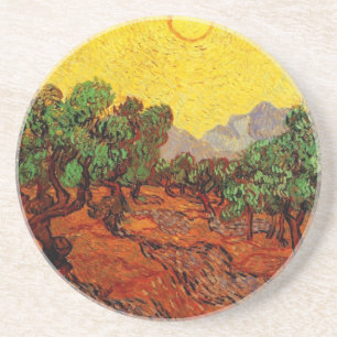 Olive Träd med Gult Himlar och Sol Van Gogh Underlägg