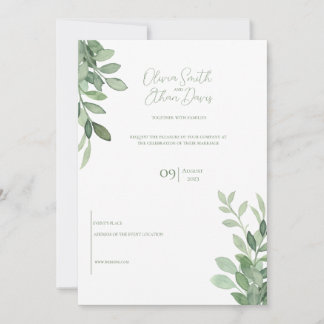 Olive Träd Watercolor Bröllop Inbjudningar