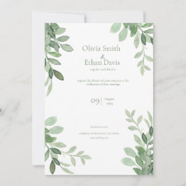 Olive Träd Watercolor Bröllop Inbjudningar
