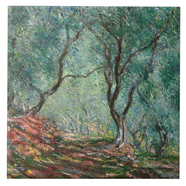 Olive Träd Wood in the Moreno Gardens (av Monet) Kakelplatta (Framsidan)