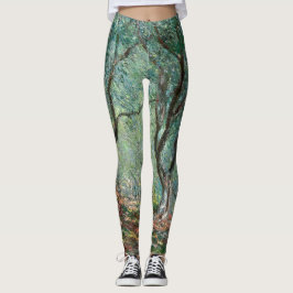 Olive Träd Wood in the Moreno Gardens (av Monet) Leggings