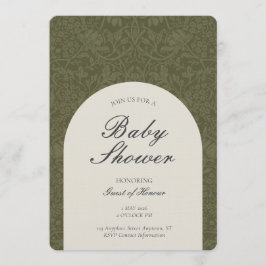 Olive Traditional Floral Arts and Crafts Shower Inbjudningar