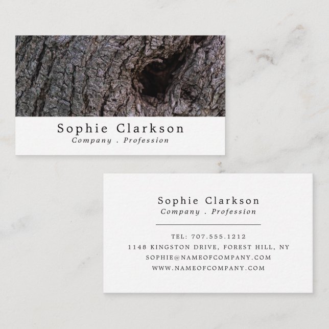 Olive Tree Bark Wood Effect, Rustic Visitkort (Fram/baksida)