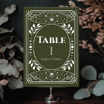 Olive Vintage Tarot Gothic Bröllop Bord Card Bordsnummer<br><div class="desc">Elegant och modern bröllop-design inspirerad av ett färdkort. Objekt skrivs ut exakt som de visas på skärm när du lägger till i kundvagnen,  så att du anpassar och lägger till varje bordsnummer som du behöver i din kundvagn individuellt. Matcha artiklar i vår butik för ett helt tema i party.</div>