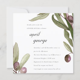 OLIVE WATERCOLOR FOLIAGE GENDER REVEAL INBJUDAN