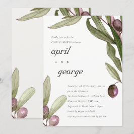 OLIVE WATERCOLOR FOLIAGE PAR SHOWER INBJUDAN