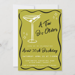 Olive Whimsical Tini Bit Older Martini Birthday Inbjudningar