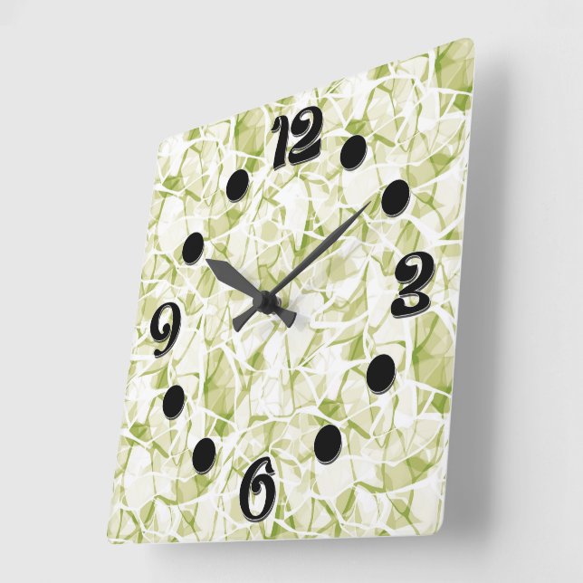 olive-white abstract fashionable modern pattern    fyrkantig klocka (Vinkel)