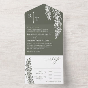 Olive White Greenery Monogrammed Bröllop
