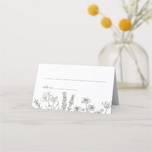 Olive Wildblomma Bröllop-mappat platskort Placeringskort