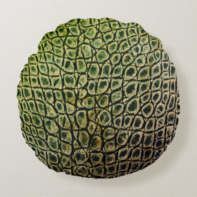 OLIVE-WOOD GATOR ROUND PILLOW RUND KUDDE (Framsidan)