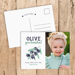 Olive You Bunches Kids Photo Valentine Day Holid Helg Vykort