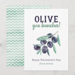 Olive You Bunches Kids School Valentinkort Julkort