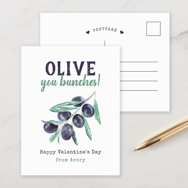 Olive You Bunches Kids Valentindagen Helg Vykort (Skapare uppladdad)