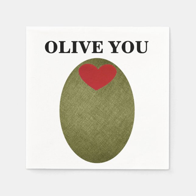 Olive You Disposable Napkins Pappersservett (Framsidan)