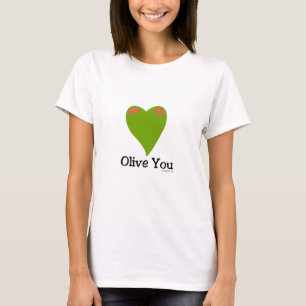 Olive You Funny Food Cute Slogan Tecknad T Shirt