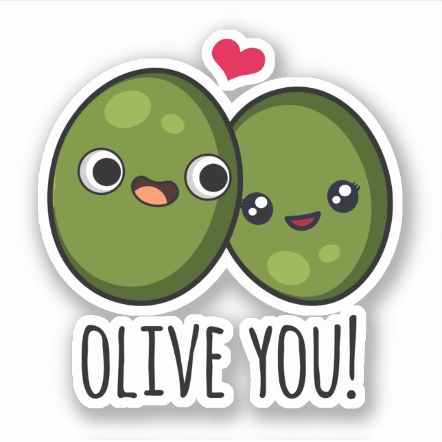 Olive You Funny Kärlek Pun Klistermärken (Framsida)