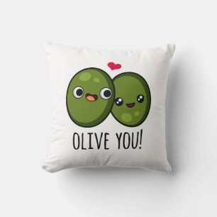 Olive You Funny Kärlek Pun Kudde