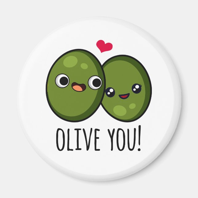 Olive You Funny Kärlek Pun Magnet (Framsidan)