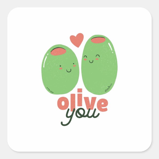 Olive You Fyrkantigt Klistermärke (Framsida)