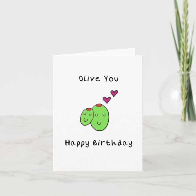 Olive You Grattis på födelsedagen Card Kort (Framsida)