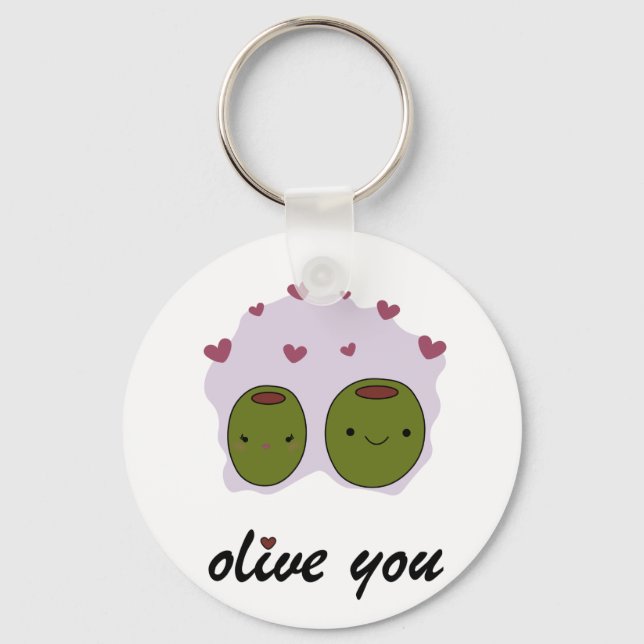 "Olive you" i Kärlek du ger till honom/hennes Kärl Nyckelring (Framsida)