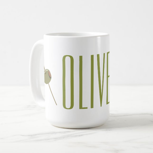 Olive You (jag Kärlek You) Rolig Romantic Valentin Kaffemugg (Framsida vänster)