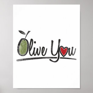 Olive You - Kärlek Pun Poster