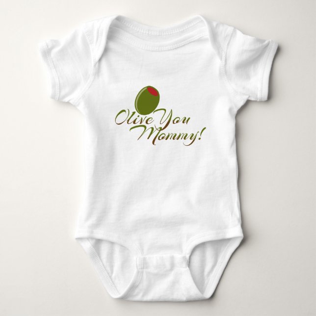 "Olive You Mamma" Cute Baby-kroppsdräkt Tröja (Framsida)