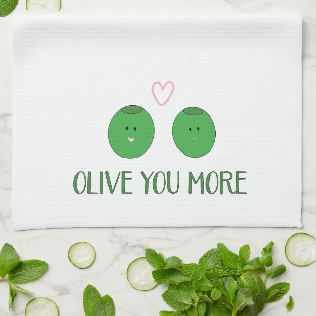 Olive You More Kitchen Towel Kökshandduk (Vikta)