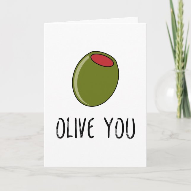 Olive You, Pun, Roligt Jag älskar dig, Alla hjärta Kort (Framsida)