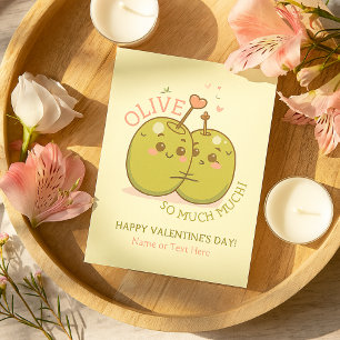 “Olive You So Much” Söt Pun Valentinskort Anteckningskort