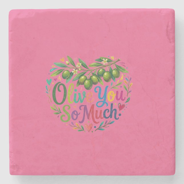 Olive You So Much T-Shirt Stenunderlägg (Framsidan)