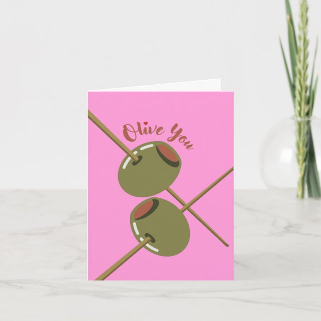 Olive You Söt Rosa Grattiskort Kort (Framsida)