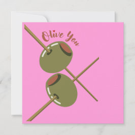 Olive You Söt Rosa Platt Välkomstkort Kort