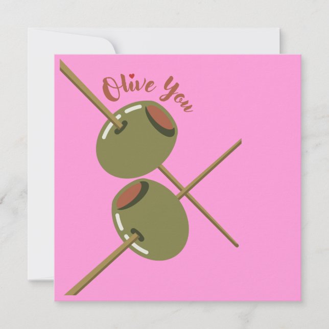Olive You Söt Rosa Platt Välkomstkort Kort (Framsida)