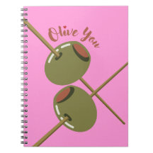Olive You Söt Rosa Spiral Anteckningsbok | Rolig O