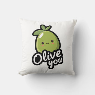 Olive You – Sött Kawaii Oliv Pun Design Kudde