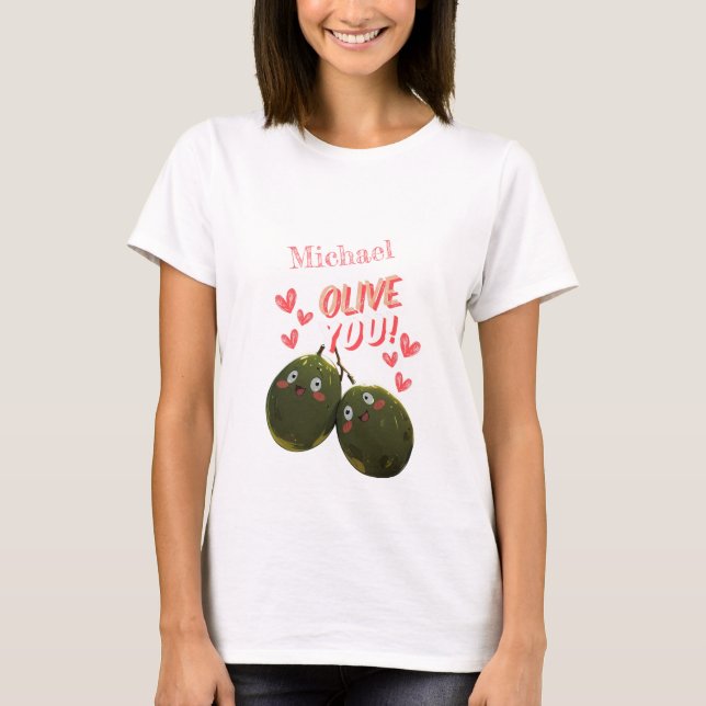 Olive You Two Olife Hearearts T Shirt (Framsida)