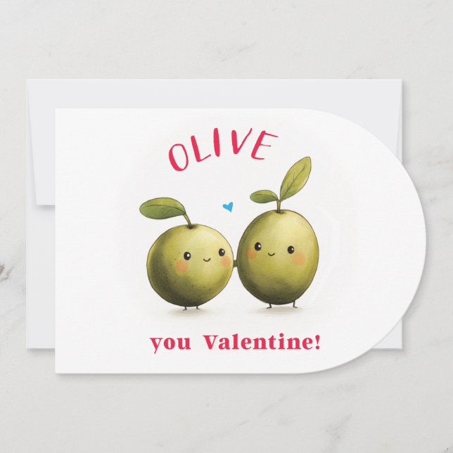 Olive You Valentine Card Inbjudningar (Framsida)