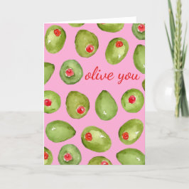 Olive You Watercolor Mors dag Card Tack Kort